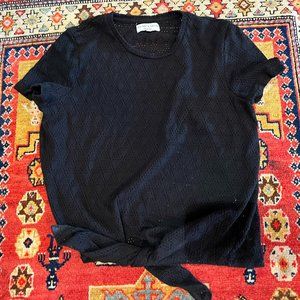 Texture and Thread by Madewell Short sleeve Tie front eyelet black  size large